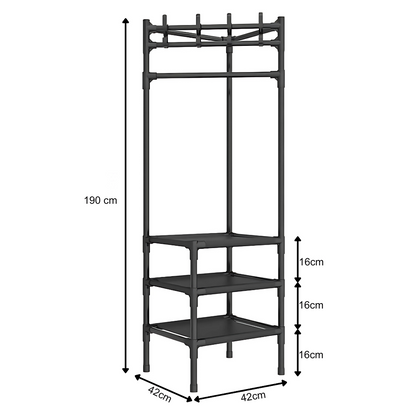 Estante Organizador Colgador de Ropa Esquinero con 3 Repisas 190x42x42cm