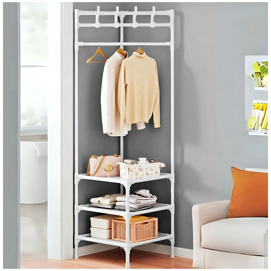 Estante Organizador Colgador de Ropa Esquinero con 3 Repisas 190x42x42cm