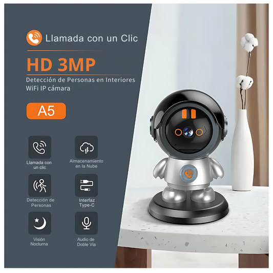 Cámara de Seguridad Robot Wifi HD 3MP con Detección de Movimiento