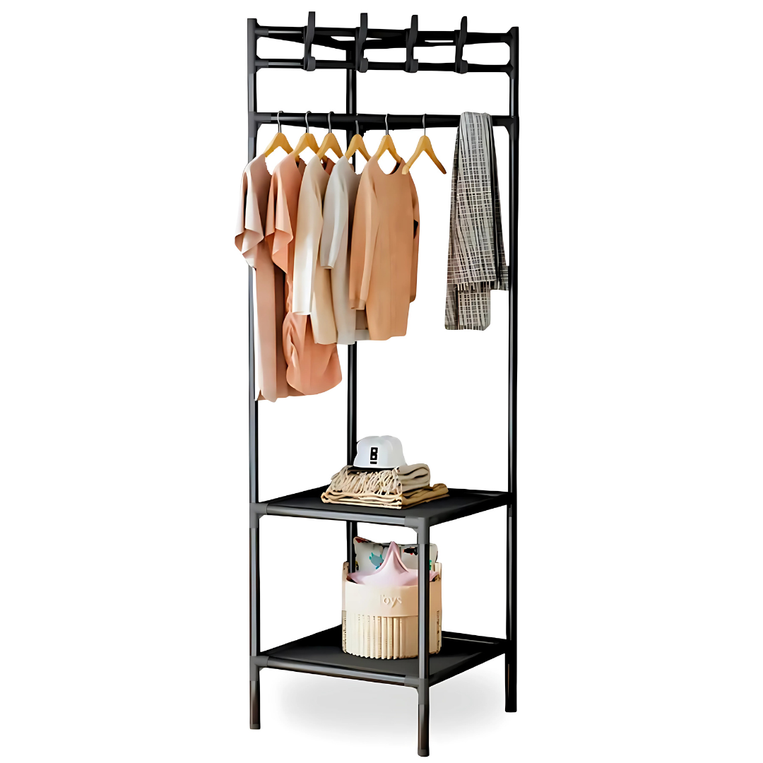 Estante Organizador Colgador de Ropa Esquinero con 2 Repisas 180x42x42cm